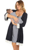 Hospital Pack Nursing Dress + Robe + Free Baby Pouch - Navy - Mums and Bumps