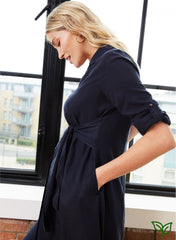 Kelsy Maternity Dress with Tencel - Navy - Mums and Bumps