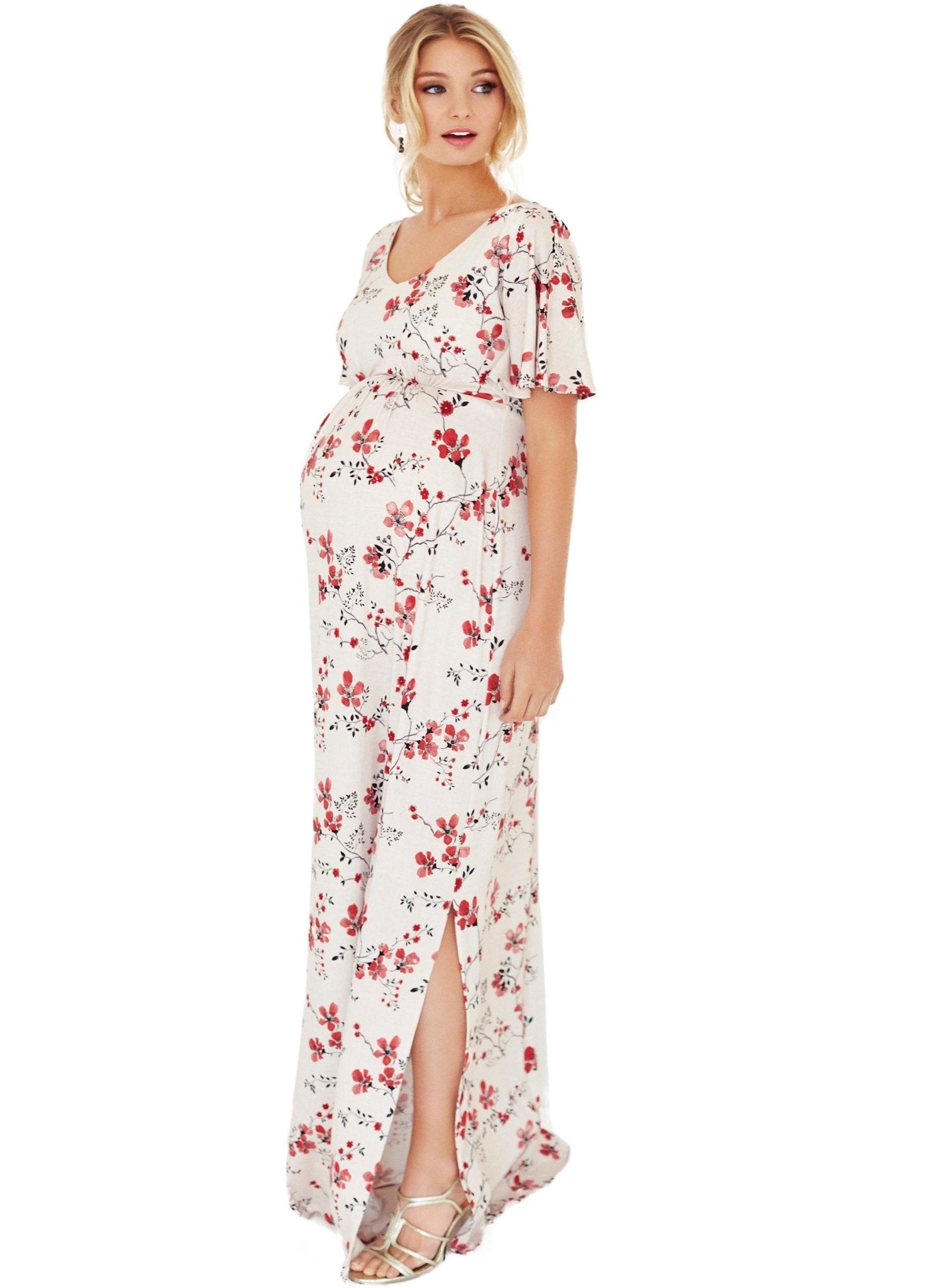 Kimono Maternity Maxi Dress - Cherry Blossom - Mums and Bumps