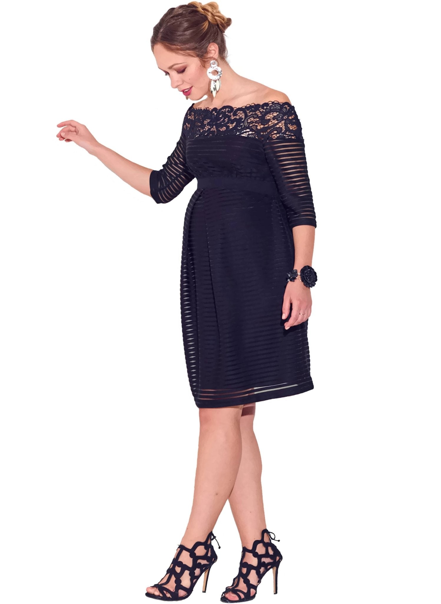 Lace Off Shoulder Maternity Dress - Mums and Bumps