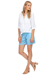 Linen Mini Maternity Shorts - Cashmere Blue - Mums and Bumps