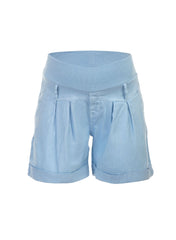 Linen Mini Maternity Shorts - Cashmere Blue - Mums and Bumps