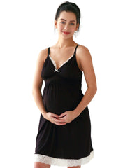 Lotus 2-Piece Maternity/Nursing Chemise & Robe Set - Black - Mums and Bumps