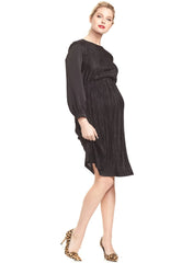 Maddie Pleat Maternity Dress - Black - Mums and Bumps
