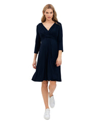 Maddona Maternity and Nursing Dress - Navy - Mums and Bumps