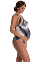 Marina Maternity Knitted Black Striped Swimsuit - Mums and Bumps