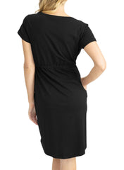 Maternity and Breastfeeding Zipper Front Dress - Black - Mums and Bumps