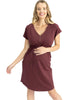 Maternity and Breastfeeding Zipper Front Dress - Burgundy - Mums and Bumps