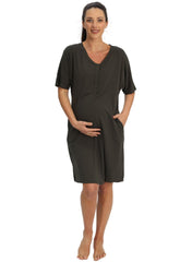 Maternity and Nursing Home Dress with Matching Baby Wrap - Khaki - Mums and Bumps