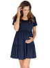 Maternity and Nursing Tiered Dress - Navy - Mums and Bumps