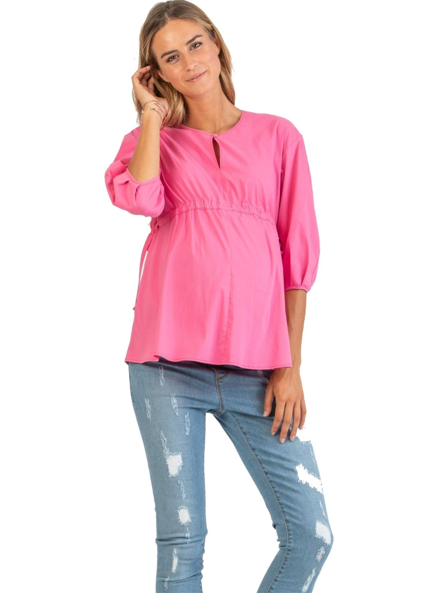 Maternity Blouse with Drawstrings and Balloon Sleeve - Mums and Bumps