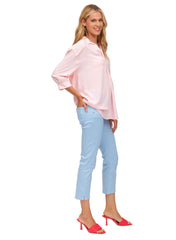 Maternity Capri Pants in Stretch Cotton - Cashmere Blue - Mums and Bumps
