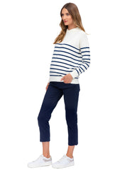 Maternity Capri Pants in Stretch Cotton - Deep Blue - Mums and Bumps