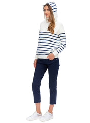 Maternity Capri Pants in Stretch Cotton - Deep Blue - Mums and Bumps