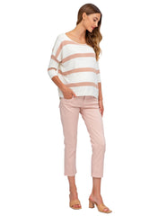 Maternity Capri Pants in Stretch Cotton - Rose Smoke - Mums and Bumps