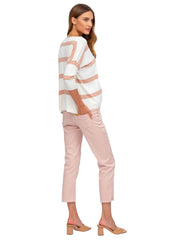 Maternity Capri Pants in Stretch Cotton - Rose Smoke - Mums and Bumps