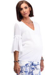 Maternity Chiffon Top with Ruffles - Mums and Bumps