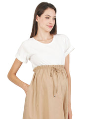 Maternity Dress with Cotton Skirt - Camel - Mums and Bumps