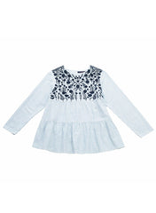 Maternity Embroidered Blouse - Blue Striped - Mums and Bumps