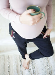 Maternity Embroidered Pants - Black - Mums and Bumps
