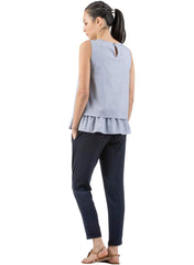 Maternity Jogger Trousers in Crepe - Blue - Mums and Bumps