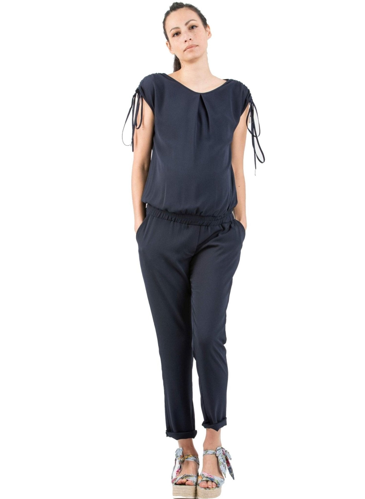 Maternity Jumpsuit with Shoulder Detail - Mums and Bumps