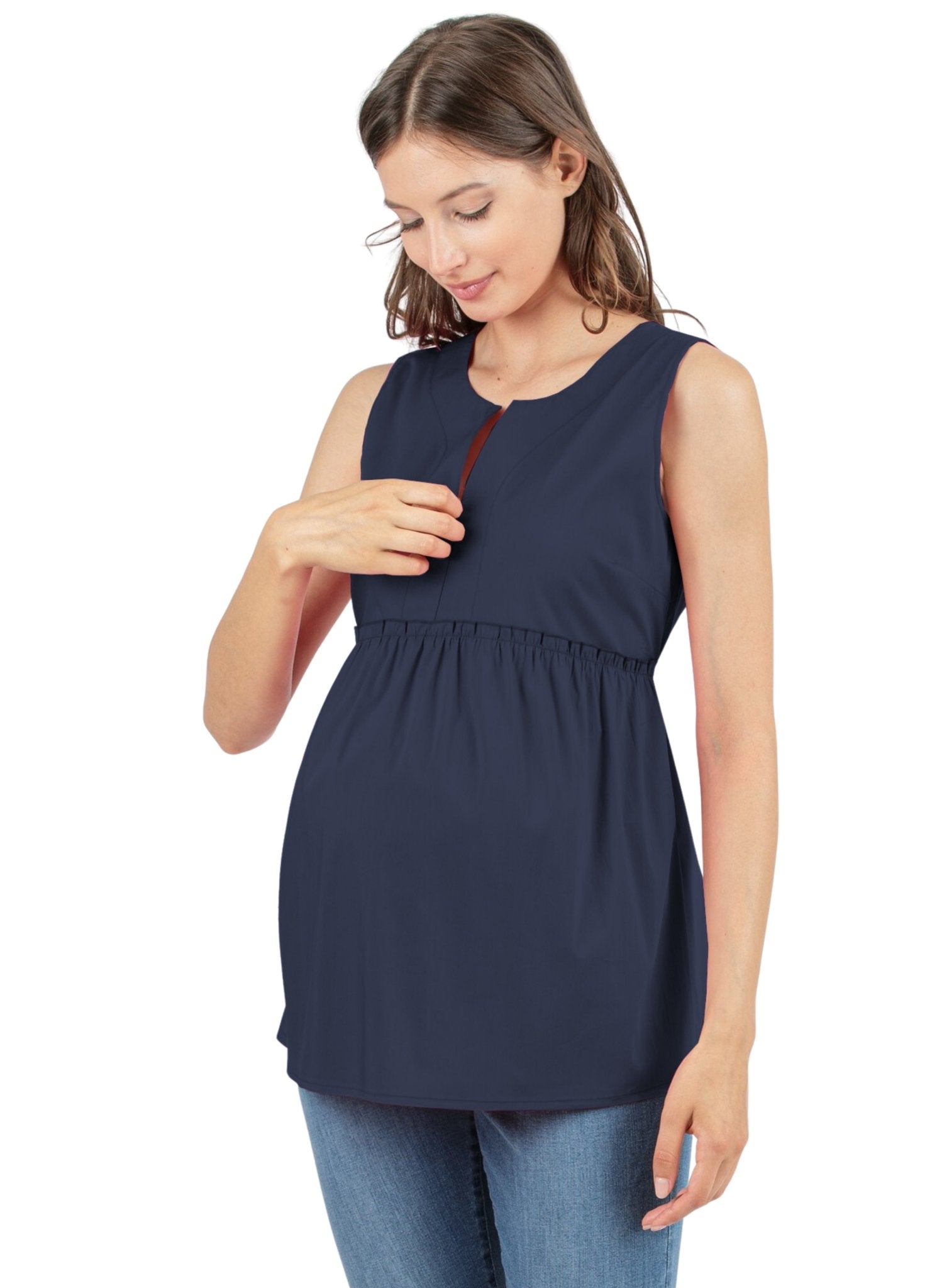 Maternity & Nursing Blouse - Blue - Mums and Bumps