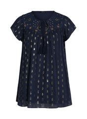 Maternity & Nursing Blouse Hidden Pathway in Night Blue - Mums and Bumps