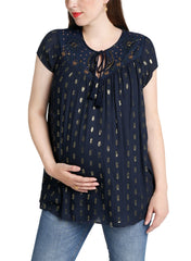 Maternity & Nursing Blouse Hidden Pathway in Night Blue - Mums and Bumps