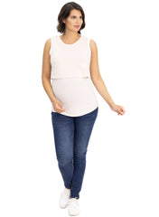 Maternity & Nursing Crossover Singlet Top - Pink - Mums and Bumps