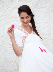 Maternity & Nursing Dress House of Colours in White - Mums and Bumps