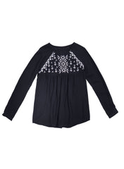 Maternity & Nursing Embroidered Blouse - Black/White - Mums and Bumps