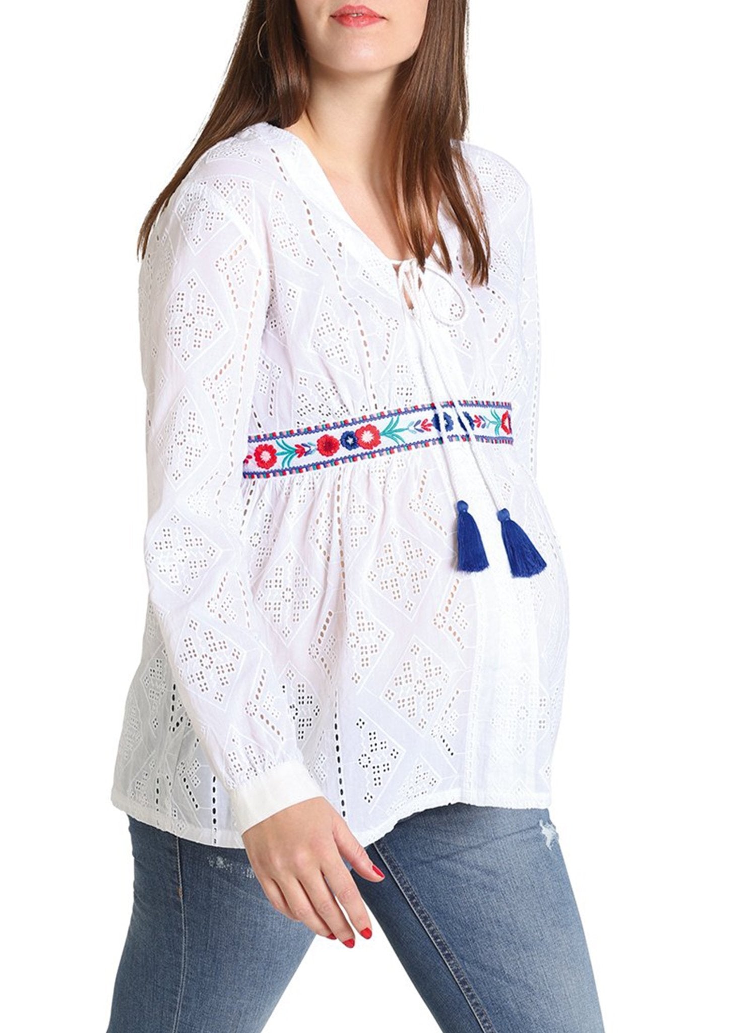 Maternity & Nursing Embroidered Blouse - Paradise - Mums and Bumps