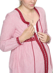 Maternity & Nursing Embroidered Blouse - Stripes - Mums and Bumps