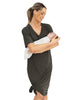 Maternity & Nursing Home Dress with Matching Baby Wrap (Knee Length) - Khaki - Mums and Bumps