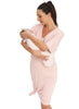 Maternity & Nursing Home Dress with Matching Baby Wrap (Knee Length) - Pink - Mums and Bumps