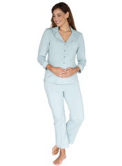 Maternity & Nursing Long Sleeve Pyjama Set - Sage - Mums and Bumps