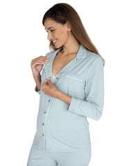 Maternity & Nursing Long Sleeve Pyjama Set - Sage - Mums and Bumps