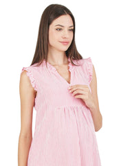 Maternity & Nursing Striped Dress with Ruffles - Mums and Bumps