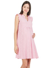 Maternity & Nursing Striped Dress with Ruffles - Mums and Bumps