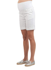 Maternity Shorts in Lightweight Cotton - White - Mums and Bumps