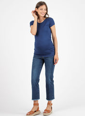 Maternity T-shirt with Back Yoke - Blue - Mums and Bumps