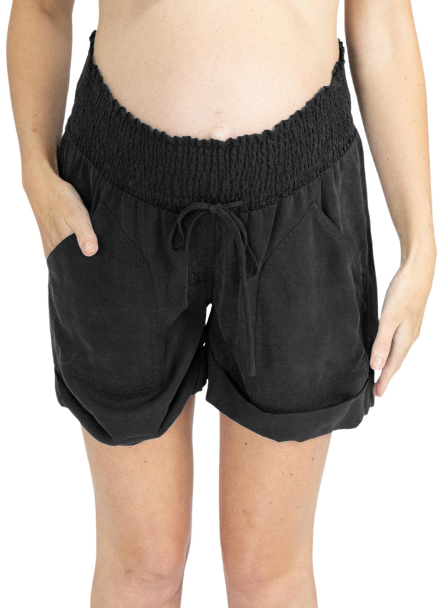 Maternity Tencel Summer Shorts - Black - Mums and Bumps