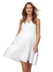 Melody Maternity Dress - Optical White - Mums and Bumps