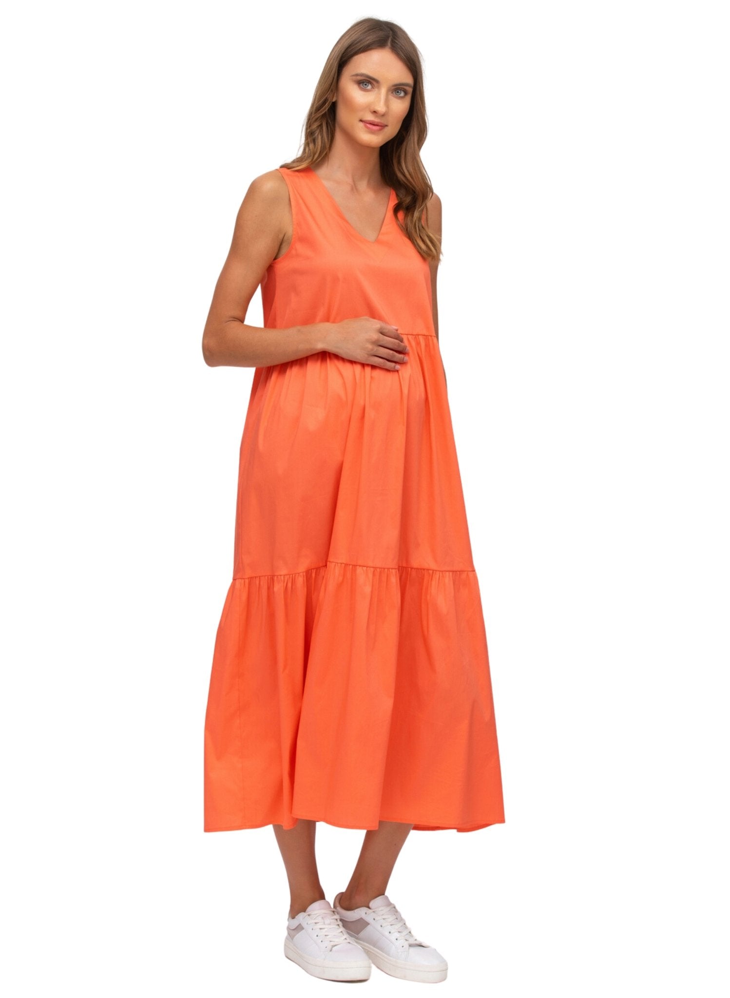 Melody Maternity Maxi Dress - Paradise Coral - Mums and Bumps