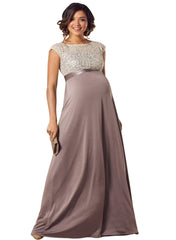 Mia Maternity Gown - Dusky Truffle - Mums and Bumps