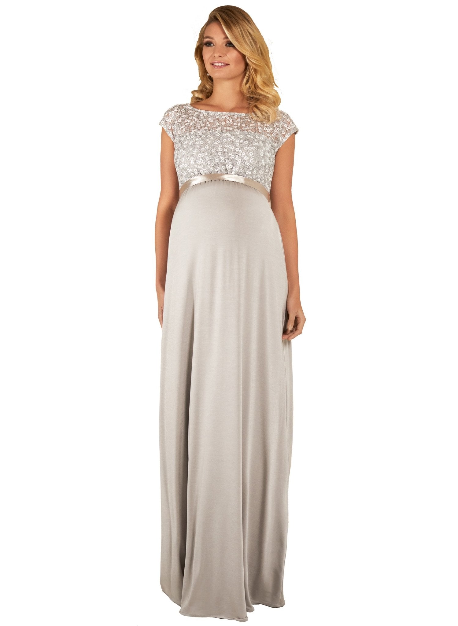 Mia Maternity Gown - Silver - Mums and Bumps