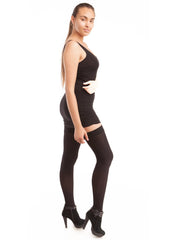Microfiber Open Toe Thigh Highs - Strong Compression - Black - Mums and Bumps