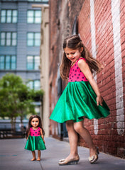 Mini & Me Set - Watermelon Twirl Dress  - Mums and Bumps