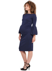 Myra Ruffle Maternity Sleeve - Navy Check - Mums and Bumps